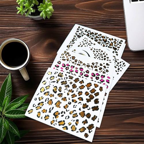 Gold Glitter Leopard Face Temporary Tattoos - 8 Sheets Halloween Costume Makeup for Kids & Adults