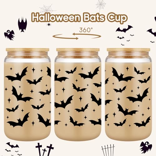 Halloween Bat Gift Cup - Spooky Glass Coffee Mug for Bat Lovers & Halloween Decor
