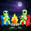 Halloween Inflatable Decor Alien Campfire - Cute Roasting Marshmallows with Built-in LEDs