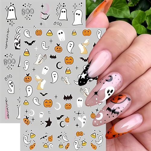 Halloween Ghost Nail Art Stickers Spooky Ghost Variation - 8 Sheets for Nails