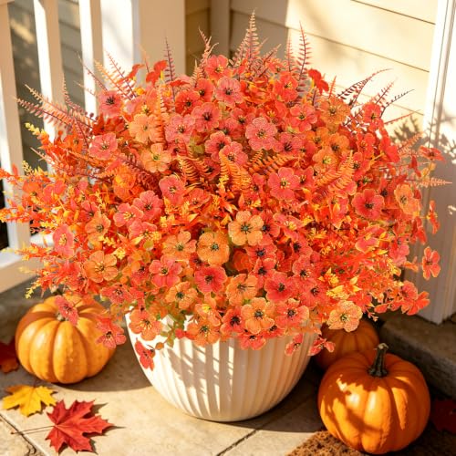 Mix Fall Artificial Flowers Set - 16pcs Silk Flowers with Eucalyptus & Ferns
