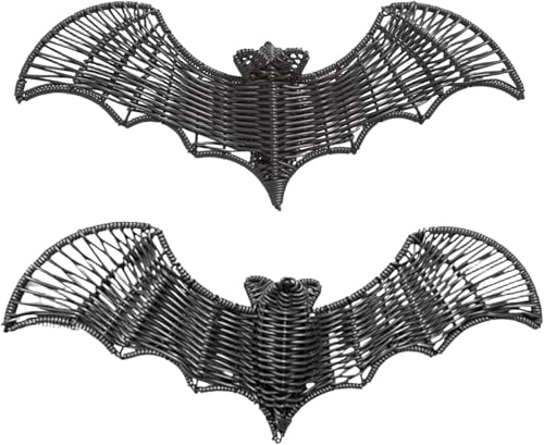 Halloween Bat Decorations, Woven Rattan Hanging Ornaments, 9.8in Set