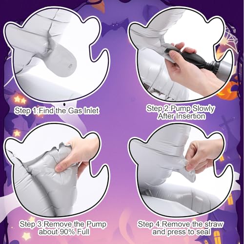 Halloween Ghost Balloons Set - 2 Large Foil Balloons, 59 Inch Ghost Decorations