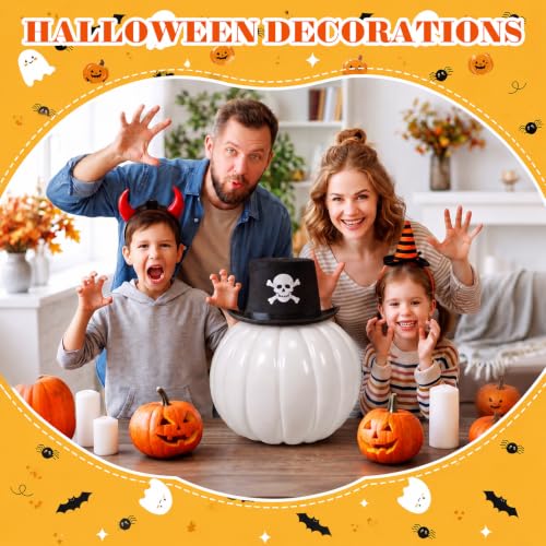 Large Outdoor Porch Pumpkin Decor - White 2-Pack Fall Halloween Thanksgiving