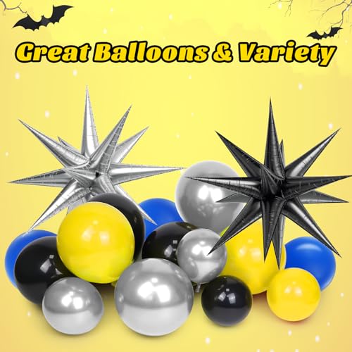 Balloon Arch Kit with Blue, Yellow, Gray, Silver & Black Balloons for Parties