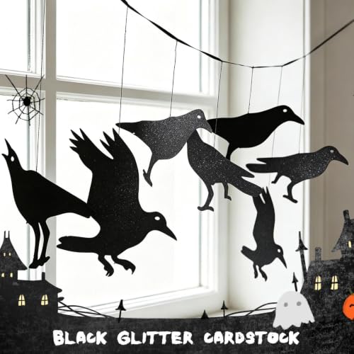Gothic Crow Decoration Set with Birdcages and Crows for Haunted House Halloween & Gothic Decor