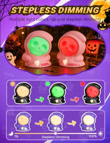 3 Pack Grim Reaper Night Light Halloween Decor Pull-Back Toy & Night Light