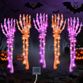 Outdoor Halloween Decorations Solar Lighted Skeleton Arm Stakes - White, 5 Pack