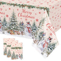 3 Pack Christmas Snowman Snowflake Plastic Tablecloths 54x108in Holiday Party Decor
