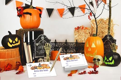 Halloween How Many Game Set - 1 Double-Sided Sign & 50 Cards - Halloween Party Games & Decorations - Variation of THIS listing