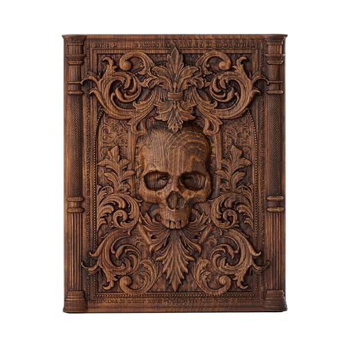 Handmade Wooden Skull Wall Decor for Halloween Christmas 11.8"L x 9.4"W - Gothic Home Accent
