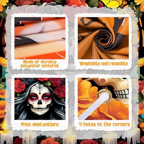 Day of the Dead Banner Decorations Sugar Skull Marigolds Mexican Altars - 71x43 Inch