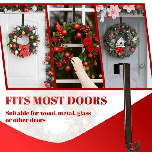 Nickel Metal Wreath Hanger for Front Door - Adjustable Over Door Hook