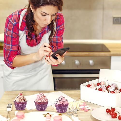 Dark Purple 50-Pack Cupcake Wrappers with Water Drop Lace Design for Weddings & Parties