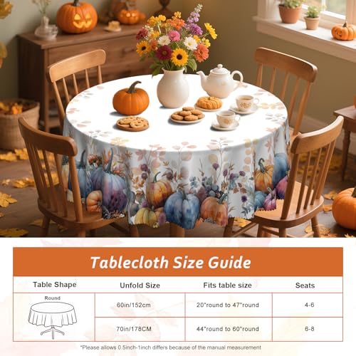 Blue Pumpkin Halloween Round Tablecloth 70 Inch Fall Decor