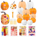 White Orange Foam Pumpkin DIY Kit with Dried Flowers - 12 Pumpkins & Accessories