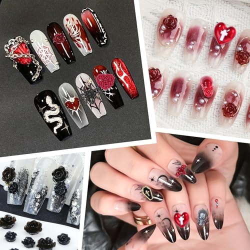 120 Pcs Halloween Nail Charms Set - 3D Resin Ghost Bat Spiders Coffins Decorations