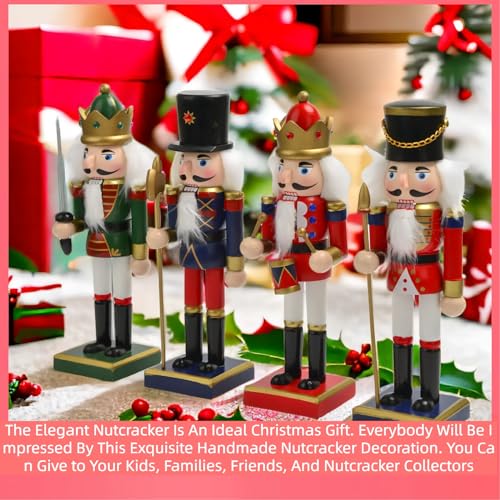 10 Inch Christmas Nutcracker Figures Set - Hand-Painted Wooden Holiday Decor - Variation: 10inch-bbbb