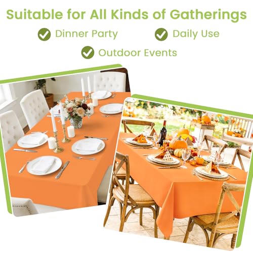 Orange Disposable Plastic Table Cloth Set - 4 Pack 54 x 108 Inches - Rectangle, Party Table Cover