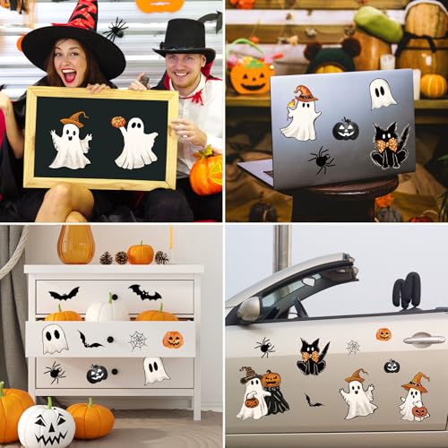 Halloween Refrigerator Magnets 16-Pack Ghost Pumpkin Black Cat Decor Set