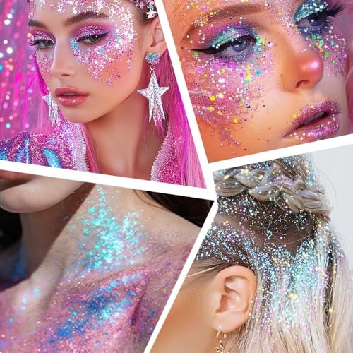 Face Body Glitter Stick - White & Purple Mermaid Sparkle for Festivals & Makeup