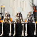 Halloween Mantel Decor See No Speak Hear No Evil Skeletons Resin Statues - Spooky Wall Art