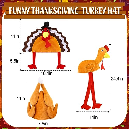 Tradder Turkey Hats 3 Designs Thanksgiving Costume for Parties - Variation 24