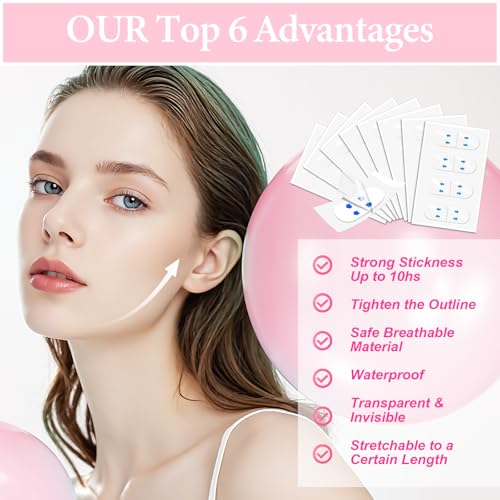 BAIGUOZH Face Lift Tape, Face Lift Tape Invisible, Face Tape Lifting Invisible, Face Tape Instantly Lifts Sagging Skin Around The Face, Hides The Double Chin and Creates A v-Shaped Face 60PCS