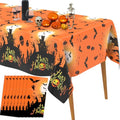 Yellow Halloween Disposable Plastic Tablecloths - 8PCS, 108x54 Inches, Party Decorations