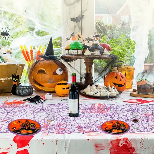 Purple Lace Spiderweb Table Runner 12x72 Inch Halloween Decor - 1 Pc