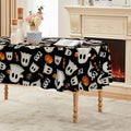 Halloween Tablecloth 60 x 84 Inch Oval Black Ghost Pumpkin Candy Decor