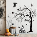 Halloween Wall Decals Large Black Tree with Skull & Crow Variation of Black Tree
