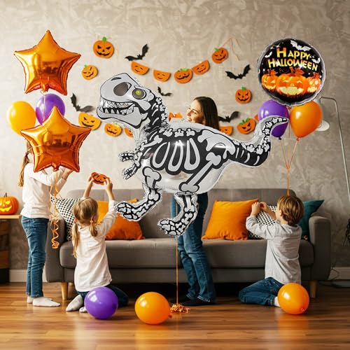 Halloween Skeleton Dinosaur Balloon Kit - 15PCS Party Decorations for Kids & Halloween