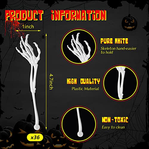 White Skeleton Cocktail Picks - 48 Halloween Spooky Swizzle Sticks