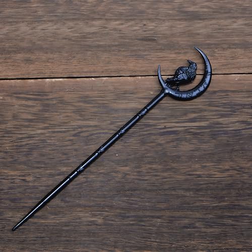 RLMN Viking Raven Hair Sticks - Gothic Moon Hair Pins for Women - 2 Pack