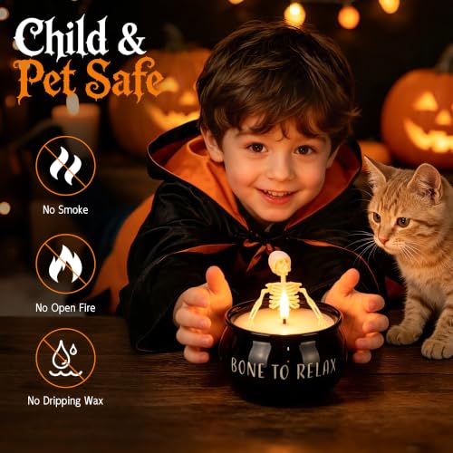 Halloween Skeleton Flameless Candle with Remote - Spooky Skeleton Decoration