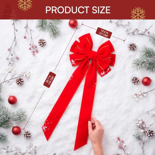 9-Pack Large Red Velvet Christmas Bows for Wreaths & Decorations - Indoor & Outdoor Holiday Decor Variation 9