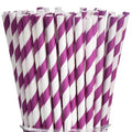 Dark Purple Striped Paper Drinking Straws - 100 Biodegradable Party Supplies