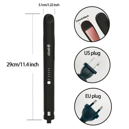 QHDJE Curler and Straightener 2 in 1 - Twist Straightening Curling Iron, Ceramic Coating & 15s Fast Heat, Dual Voltage for Traveling, Glove Include