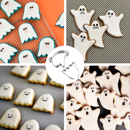 Halloween Ghost Cookie Cutters Set - Stainless Steel Ghost Shapes for Baking and Crafts
