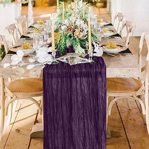 Purple Cheesecloth Table Runner 35x10FT Boho Rustic Wedding & Party Decor