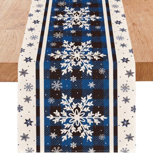 Christmas Blue Snowflakes Table Runner 13x108 Inches Holiday Decor - Variation of THIS listing