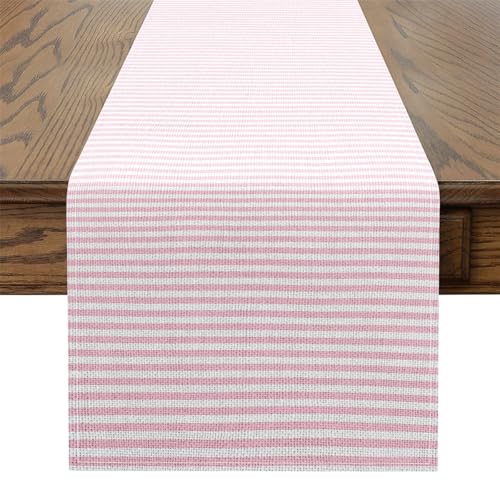 Pink Stripes Table Runner - Geometric Minimalist 90x13 Inch for Dining & Party
