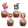 13th Birthday Cupcake Toppers - Halloween Killer Decor 16PCS - Variation of THIS listing