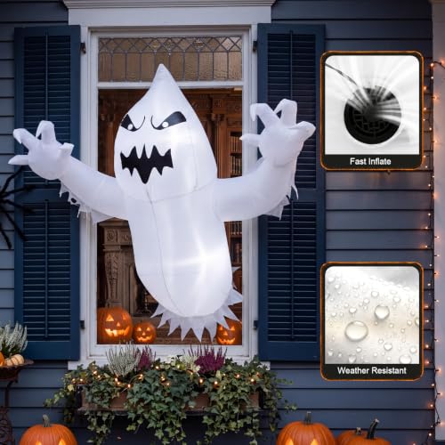 3.5FT Inflatable Halloween Ghost for Outdoor Yard and Window Decor with LEDs