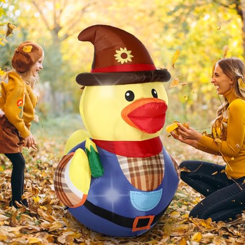 5ft Fall Inflatable Outdoor Thanksgiving Decor - Scarecrow Duck Variation