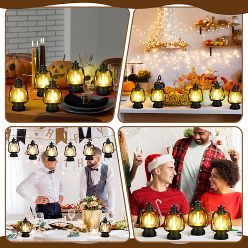 Mini Lanterns Set - 12 Black 6-Inch Decorative Candle Lanterns for Home & Party