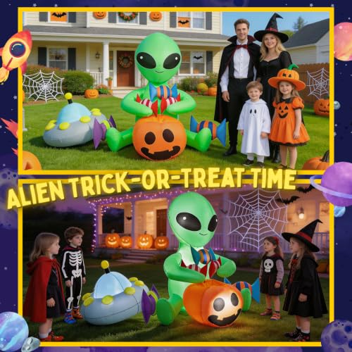 7FT Halloween Alien Inflatable Decorations with LED Lights for Outdoors