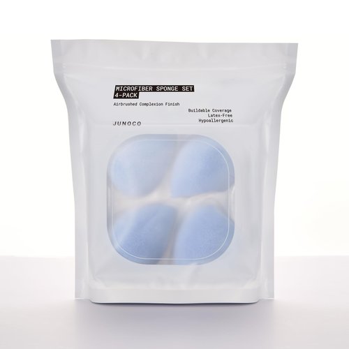 JUNO & Co. Microfiber Makeup Sponge Set 4-Pack, Dual Layer Technology and Airbrushed Complexion Finish, Makeup Blender for Foundation, Powder and Cream