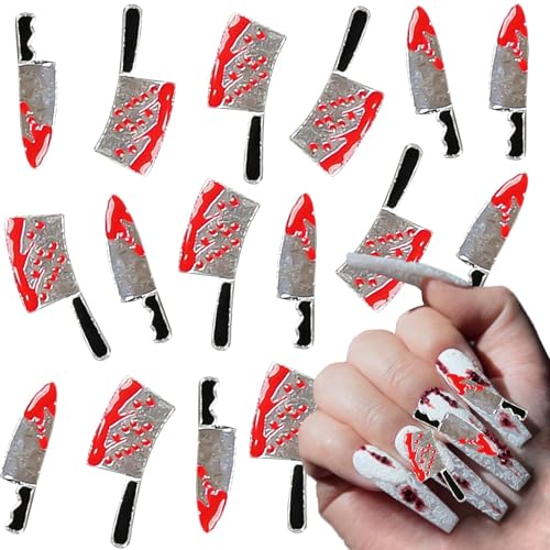 Halloween Blood Knife Nail Charms Set - 20Pcs 3D Metal Nail Art Decorations with Variation Charm-4